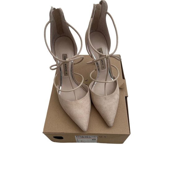 Zara Basic Sand T-Strap Suede High Heels - Picture 4 of 6